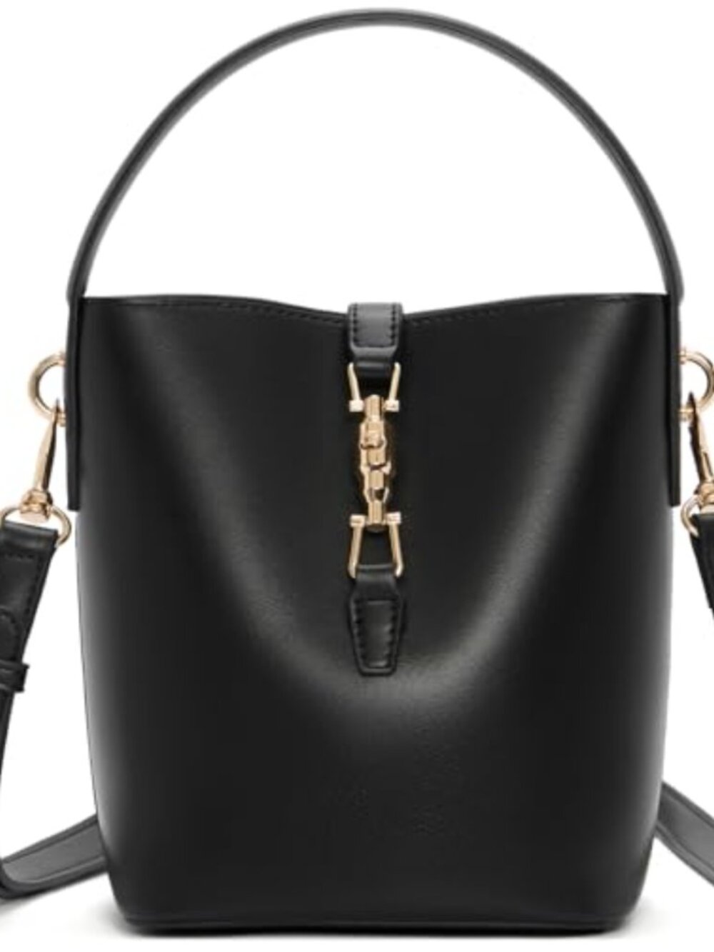 Vegan Leather Bucket Crossbody Bag Removable Strap Small Purse